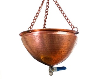 Copper Shirodhara Spa Forehead Dhara Oil Pot with Control Tap Valve and Brass Chain