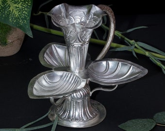 Versilberte Diya Tika Dani für Puja Aarati | Kupfer Pooja Diya Lampe Tikadaani