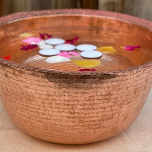 Kupfer Pediküre Schale mit abnehmbarer Fußstütze | Spa Fußbad Becken | Feet Soak Warming Massage Wanne | Blumendekoration Schalen