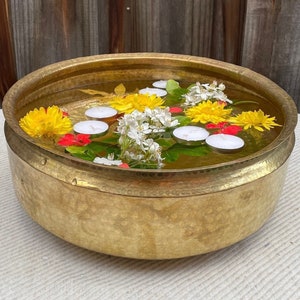 Brass Spa Bath Pedicure Bowl | Foot Massage Warm Soaking Tub | Feet Relaxing Basin | Beauty Salon Flower Decoration Bowl