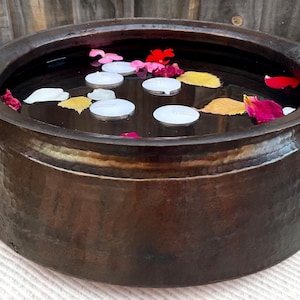 Kupfer Spa Bad Pediküre Schüssel | Schwarz Fußmassage Warme Einweichwanne | Füße Entspannungsbecken | Schönheitssalon Blumendekoration Schüssel