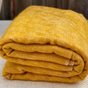 Yellow Yak Wool Meditation Blanket &#39;XL&#39; | Yogic Shawl | Travel Friendly Wrap | Big Sized Woolen Throw | Light-weighted | Soft | Warm