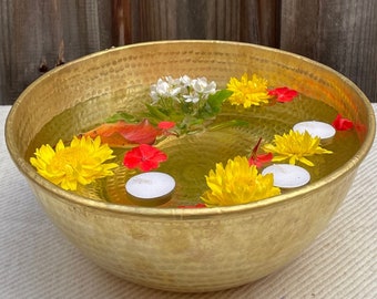 Brass Pedicure Spa Bath Bowl | Foot Relaxing Bath Basin | Feet Warm Soaking Massage Tub | Flower Decoration Bowls