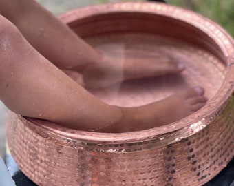 Copper Spa Pedicure Bath Bowl | Foot Massage Relaxation Tub | Feet Warm Soaking Basin Tub | Beauty Salon Flower Decoration Bowl