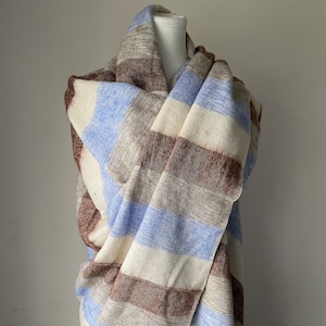 Multicolor Yak Wool Meditation Blanket XL – Lightweight Yogic Shawl, Travel Wrap, Big Wool Throw, Soft & Warm Handmade
