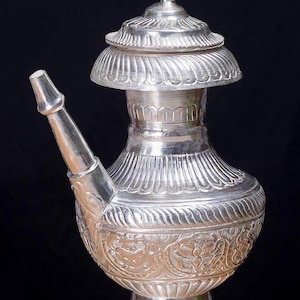 Silver Plated Karuwa | Copper Water Storage & Serving Pot Vessel | Tama Karuwas for Pooja and Ritual | Handcrafted Home Decor Gift Item