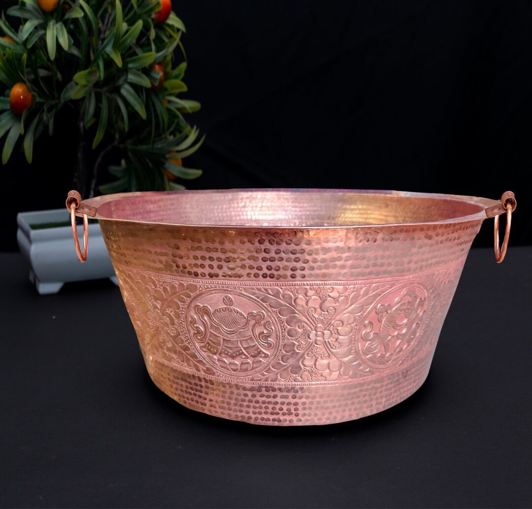 Copper Pedicure Spa Bath Bowl With Handles Beauty Salon Foot Basin Feet Soak Warming ...