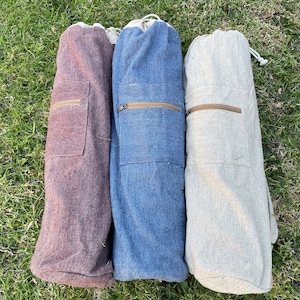 Fair Trade Yoga Bag / Organic Yoga Mat Bag / Eco Friendly Yoga Mat Carrier  Tote: Black, Full Zip, Pockets, GOTS Cotton Canvas, Environmental