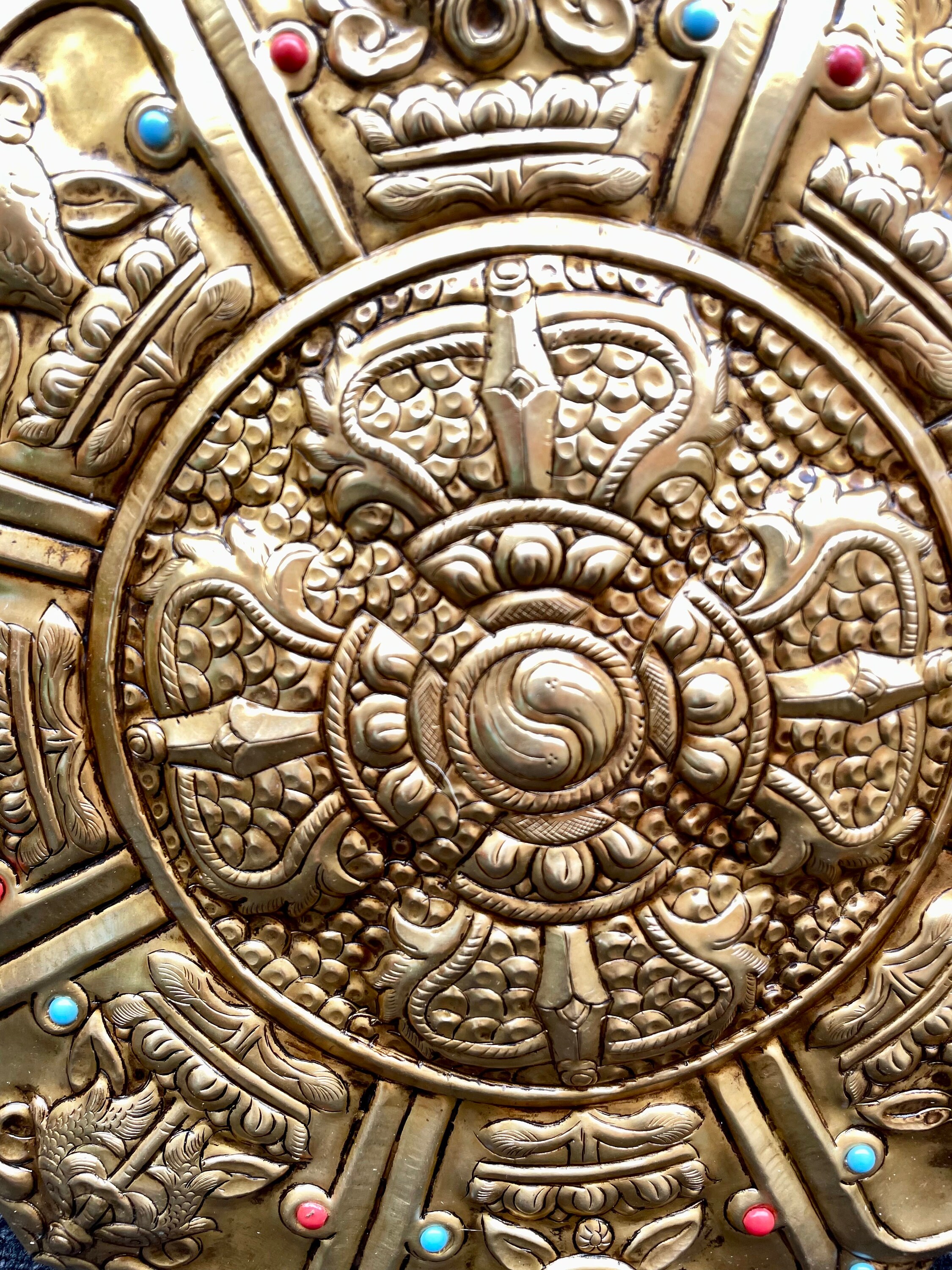 Double Dorje Vajra Asta Mangala Brass Wall Hanging – Tibetan Buddhist ...