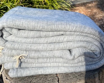 Light Grey Yak Wool Meditation Shawl | Travel Blanket, Soft Warm Wrap