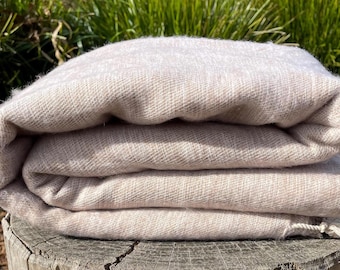 Light Beige Yak Wool Meditation Blanket &#39;XL&#39; | Yogic Shawl | Travel Friendly Wraps | Big Sized Woolen Throw | Light-weighted | Soft | Warm