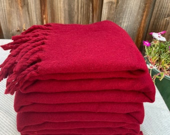 Red Yak Wool Meditation Blanket XL – Soft Lightweight Yogic Shawl – Large Warm Wool Throw for Yoga, Prayer, Travel, and Meditation