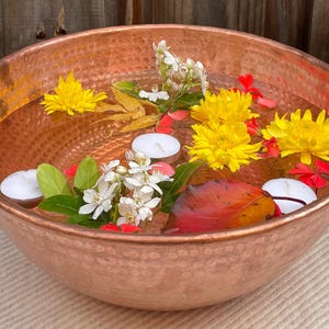 Runde Kupfer Spa Pediküre Schüssel | Füße Warm Einweichen Massage Wanne | Fuß Entspannungsbad Becken | Schönheitssalon Blumendekoration Schüssel