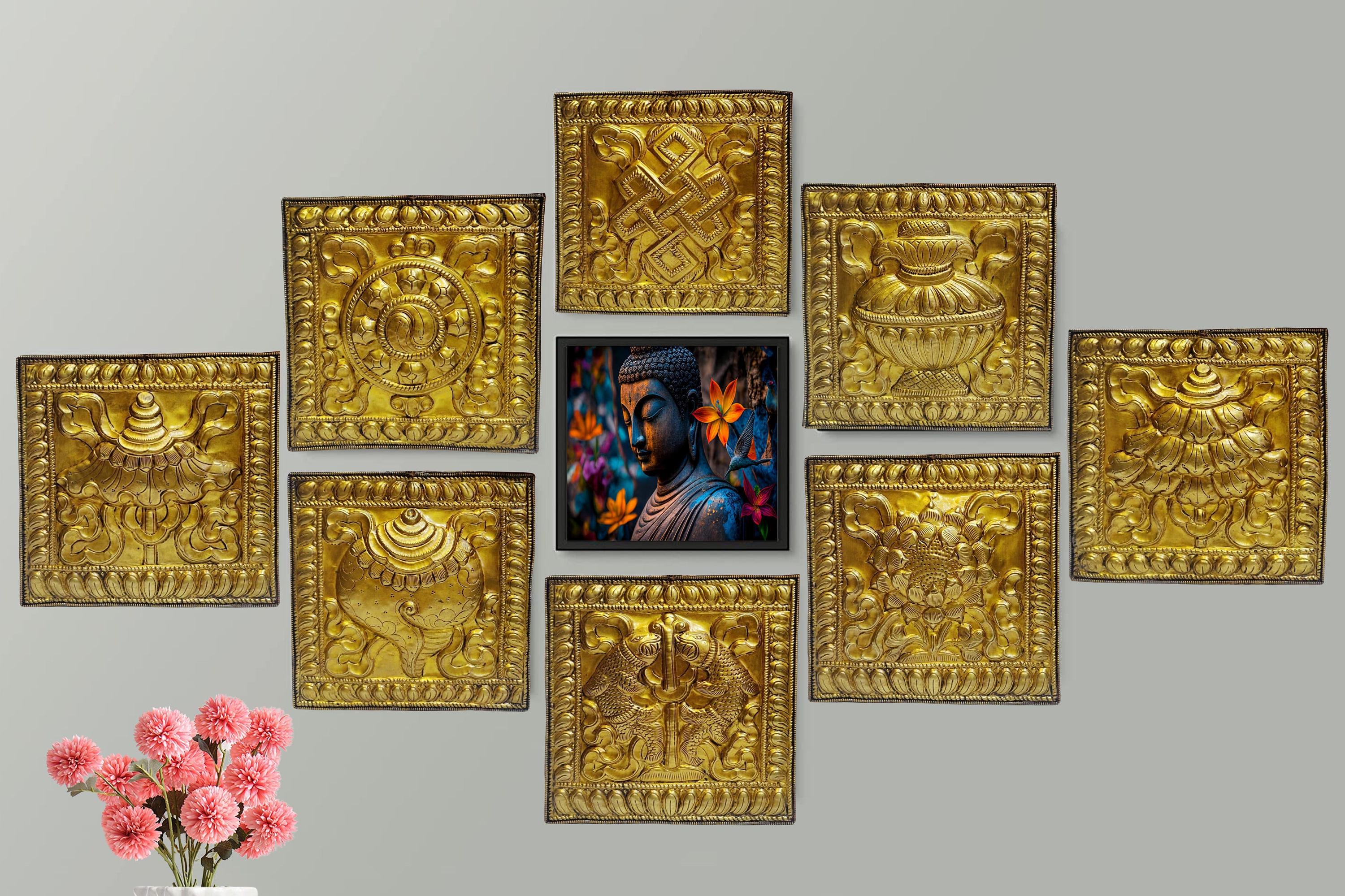 Brass Ashtamangala Wall Hanging Set | Buddhism 8 Auspicious