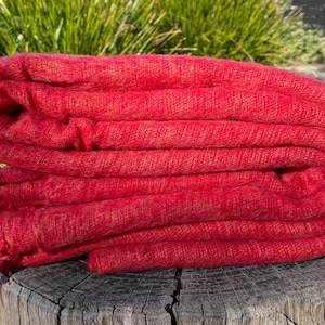Orange Yak Wool Meditation Blanket &#39;XL&#39; | Yogic Shawl | Travel Friendly Wraps | Big Sized Woolen Throw | Light-weighted | Soft | Warm | Cozy