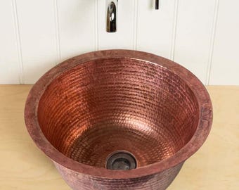 Copper Spa Pedicure Bowl with various Drain Hole Opening Sizes | Foot Warm Soaking Massage Tub | Feet Bath Relaxation Basin Sink