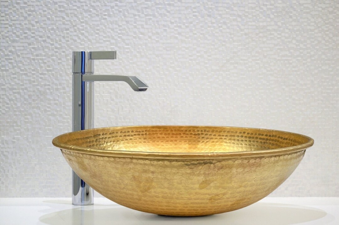 Round Brass Spa Bath Bar Vessel Sink Hand Wash Basin Bowl, Vanity