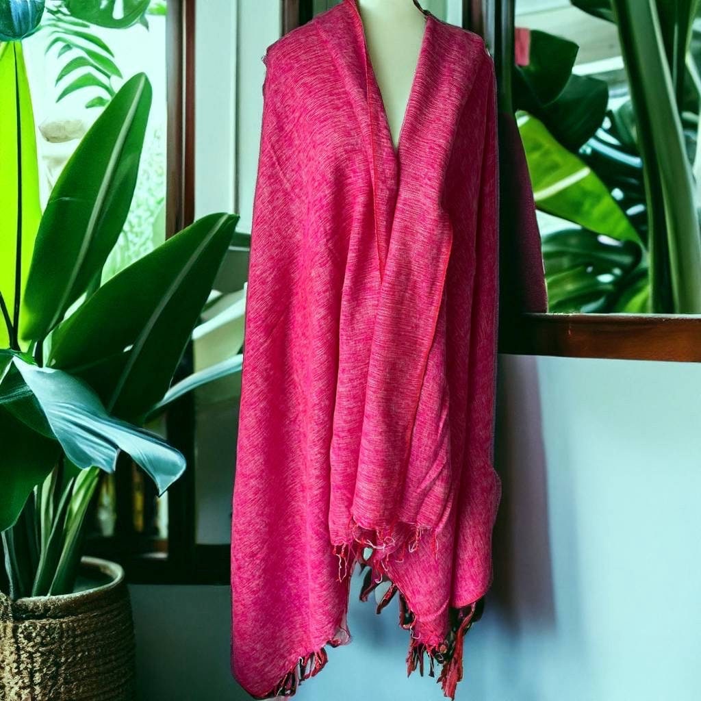 Pink Yak Wool Meditation Blanket 'XL' | Yogic Shawl | Travel Friendly Wraps  | Big Sized Woolen Throw | Light-weighted | Soft | Warm | Cozy