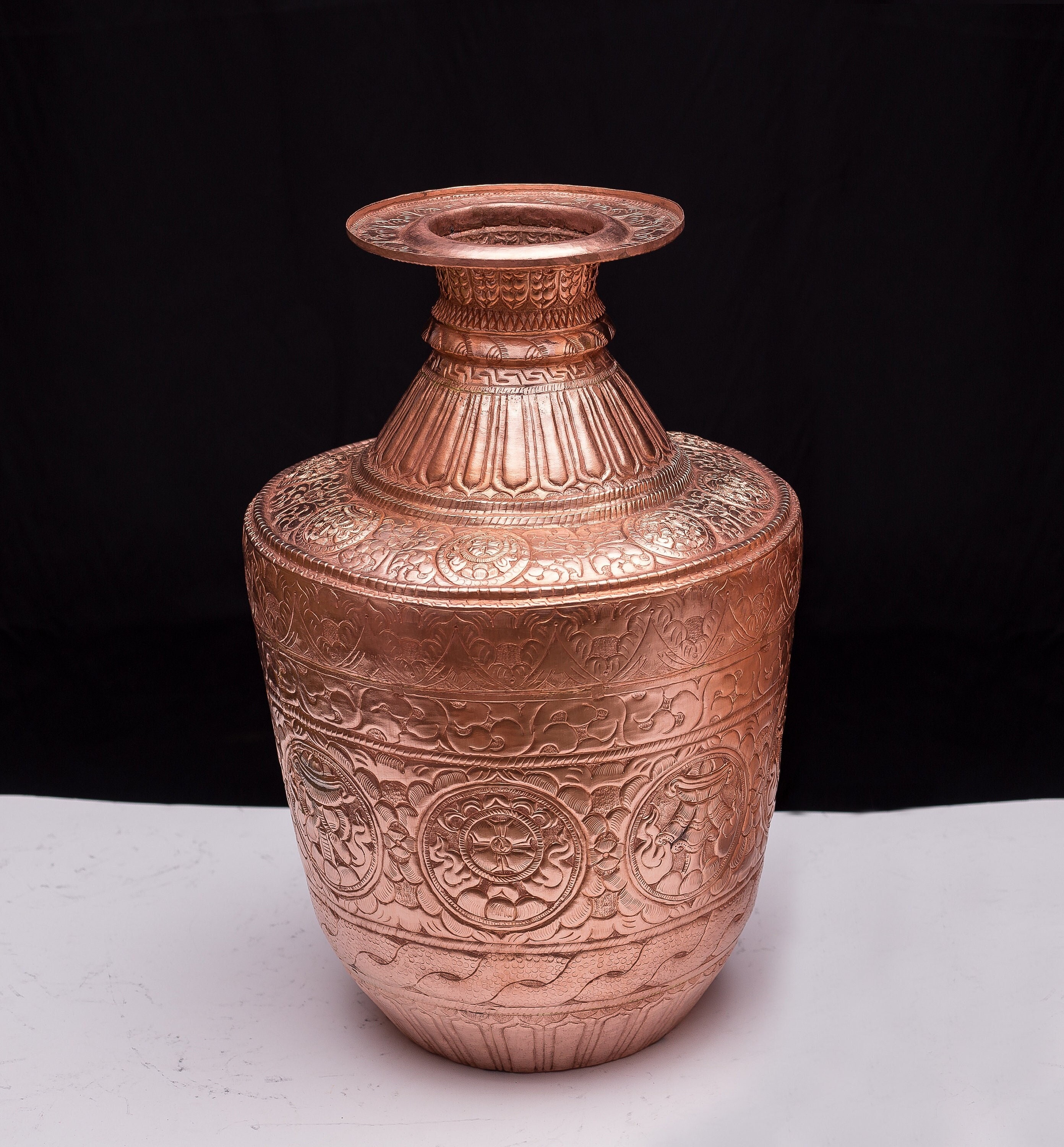 Copper Astamangal Puja Kalash | Water Storage Pot for Pooja