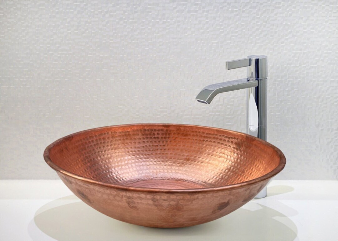Round Copper Spa Bath Bar Vessel Sink Hand Wash Basin Bowl, Vanity