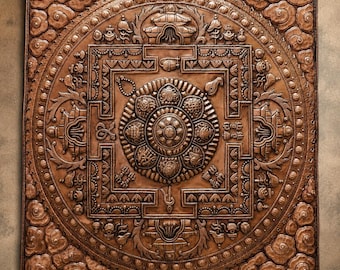 Handmade Copper Buddhist Mandala Wall Hanging, Ashtamangala Decor, Made in Nepal