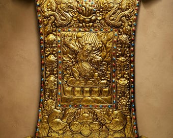 Handmade Brass Bhairava Wall Hanging, Himalayan Deity Art, Made in Nepal