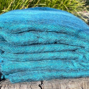 Teal Yak Wool Blanket Blue Light Weight Throws Soft and Warm Oversized Shawl Meditation Wrap Handmade Nepal