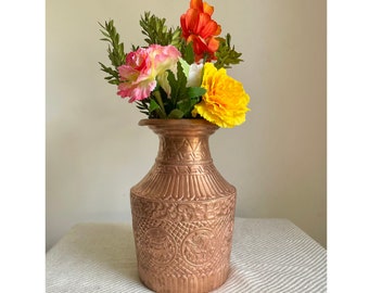 Handmade Copper Flowerpot Vase | Ashtamangala Pooja Kalash | Tama Puja Gagri Ghaila Ghalcha | Housewarming Home Decor Gift