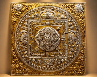 Handmade Brass Mandala Wall Hanging, Ashtamangala-Inspired Decor, Made in Nepal