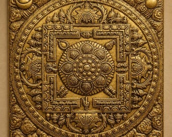 Handmade Brass Mandala Wall Hanging, Antique Finish, Made in Nepal