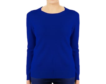 Cashmere Wool Blend Sweater Blue Unisex