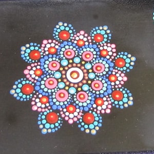 Hand Painted Mandala on 5&quot; x 3&quot; flat magnet