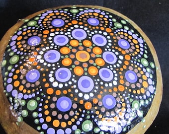 Halloween Inspired Dot Mandala on Natural Ohio Field Stone