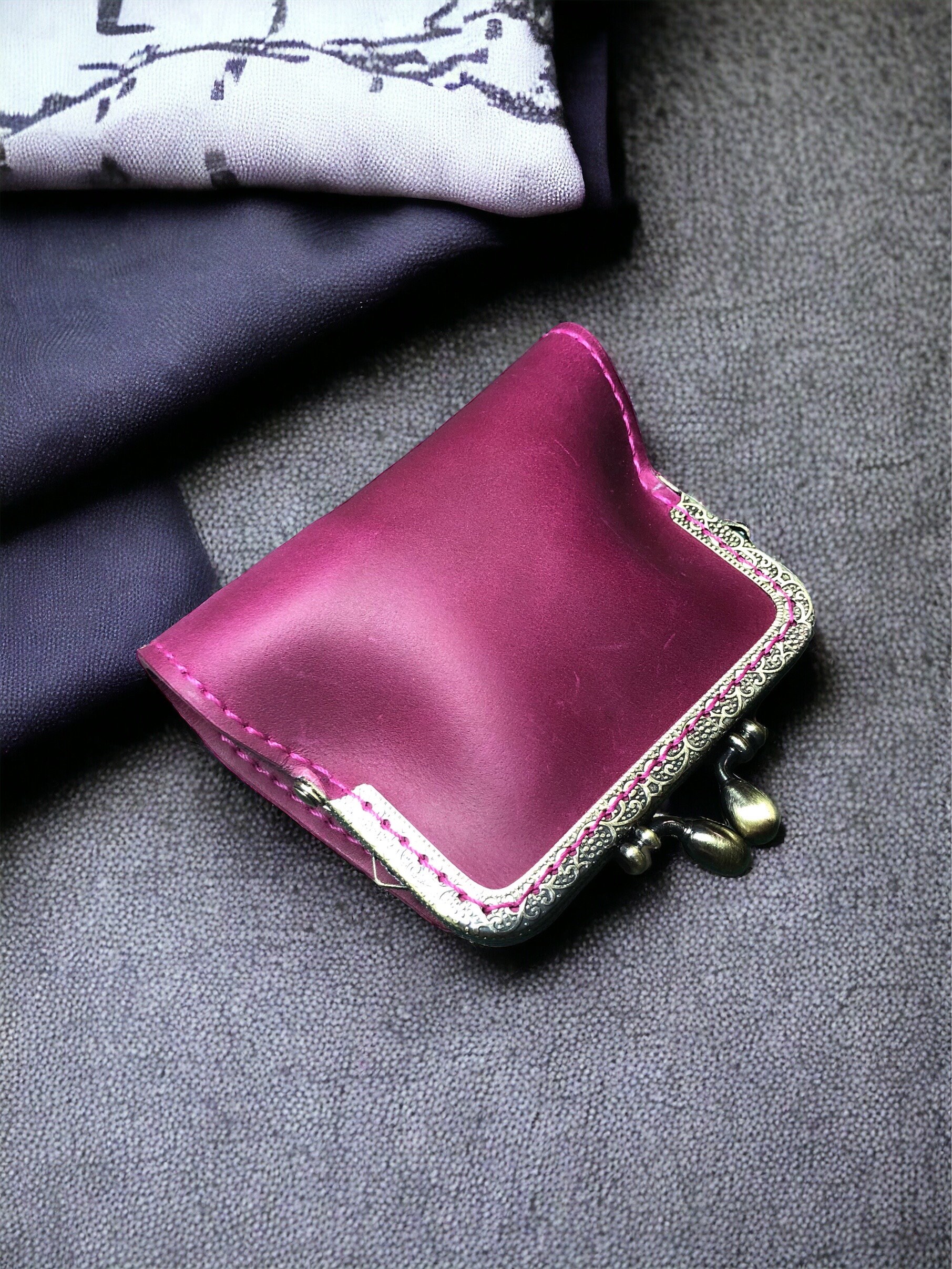 HANDMADE Small Leather Antique Kiss lock Wallet | Vintage Style Coin Purse For Women | Gift for Her