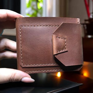 HANDMADE Imperial Cognac / Braune Leder Geldbörse Portemonnaie ID Fenster ""Big Boss"" | Kompakte Herren Bifold Geldbörse mit Münzfach | Geschenk für Verliebte