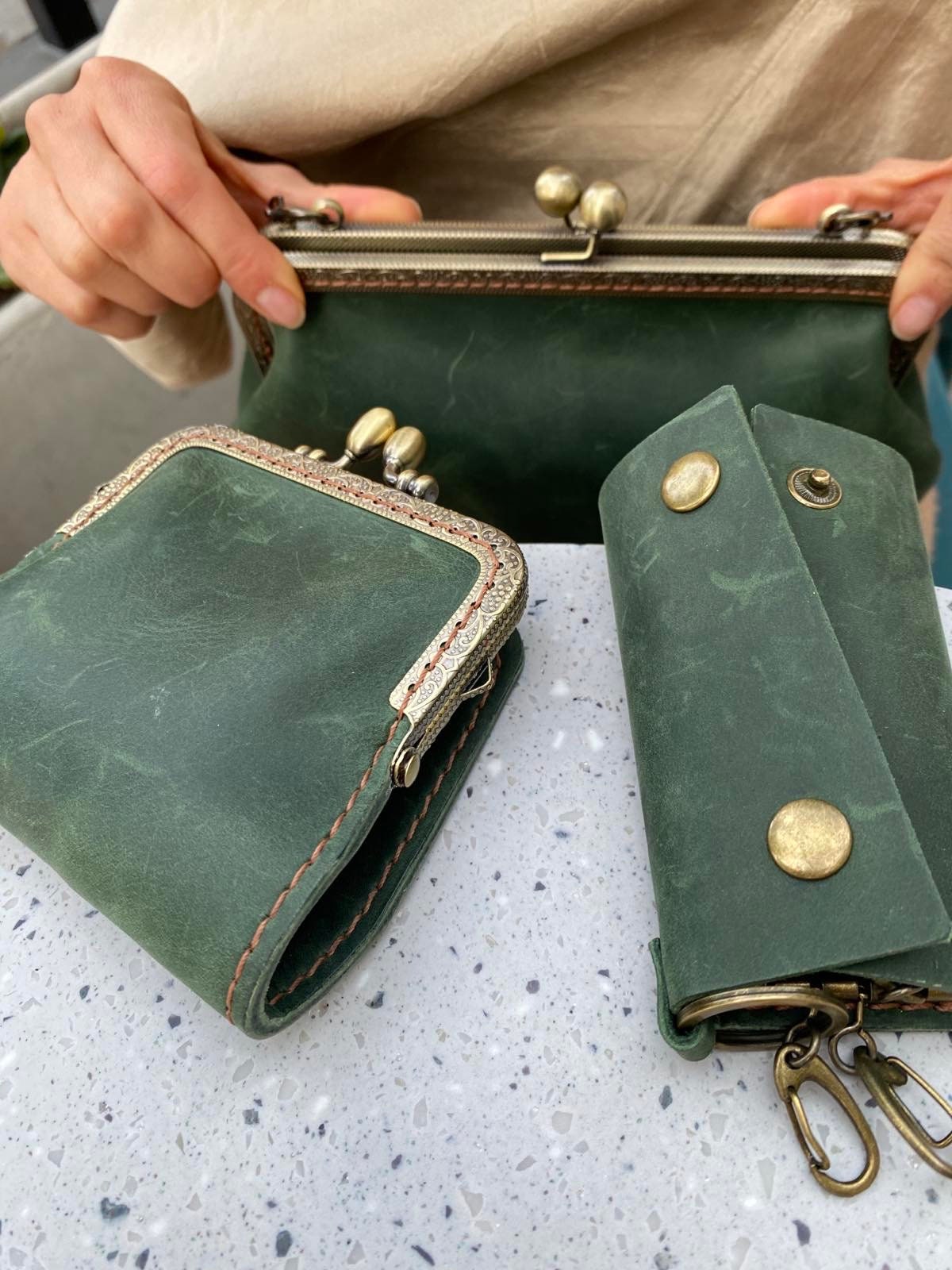 小物 ENOF leather groves with charm 4 Piece 19 Pocket Framer's Combo in Grain Leather