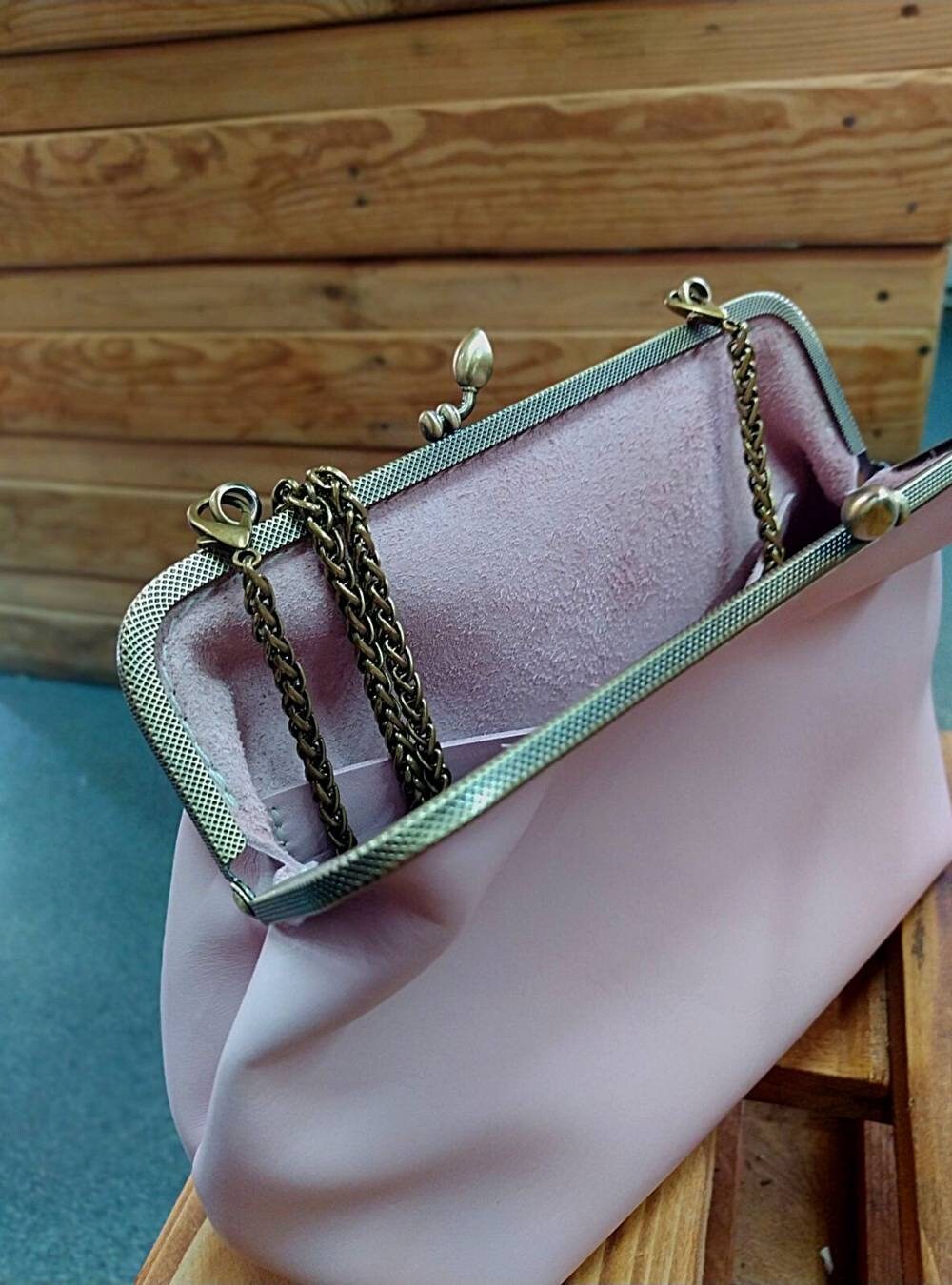 HANDMADE Cute Vintage Frame Bag in Beige Leather Pouch from Etsy