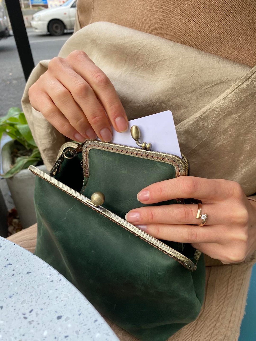 HANDMADE Leather Green Set 