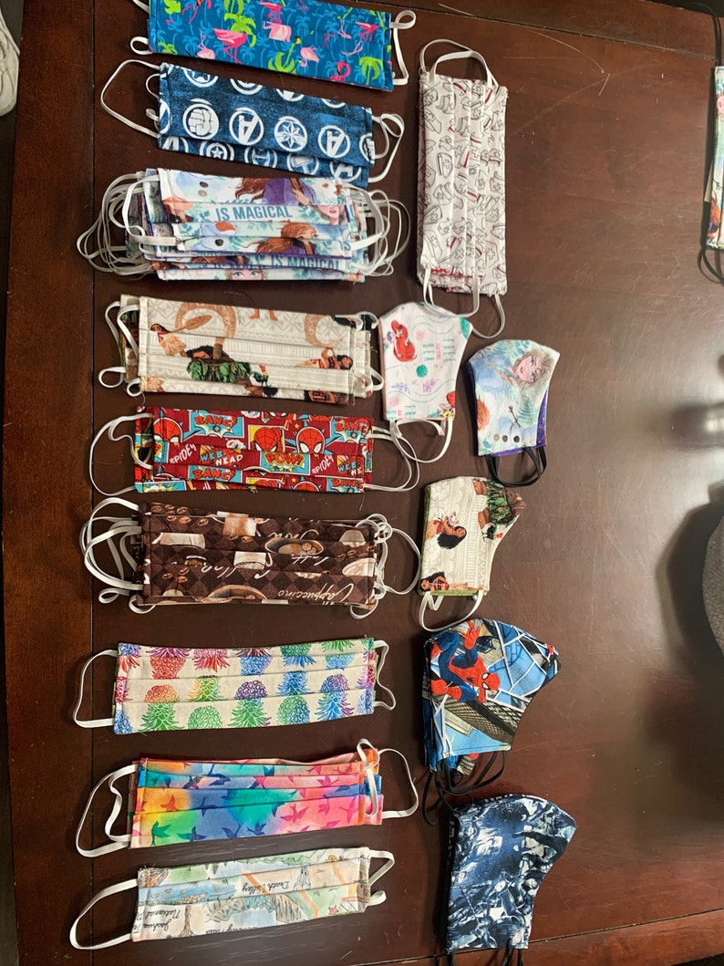 Reusable Reversible Cotton Fan Fold Face Mask With Filter Etsy