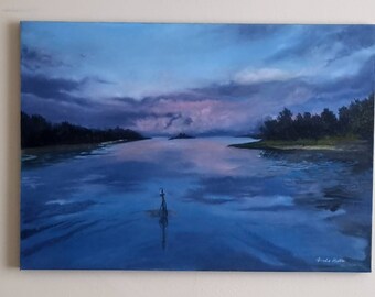 Original oil painting on stretched canvas