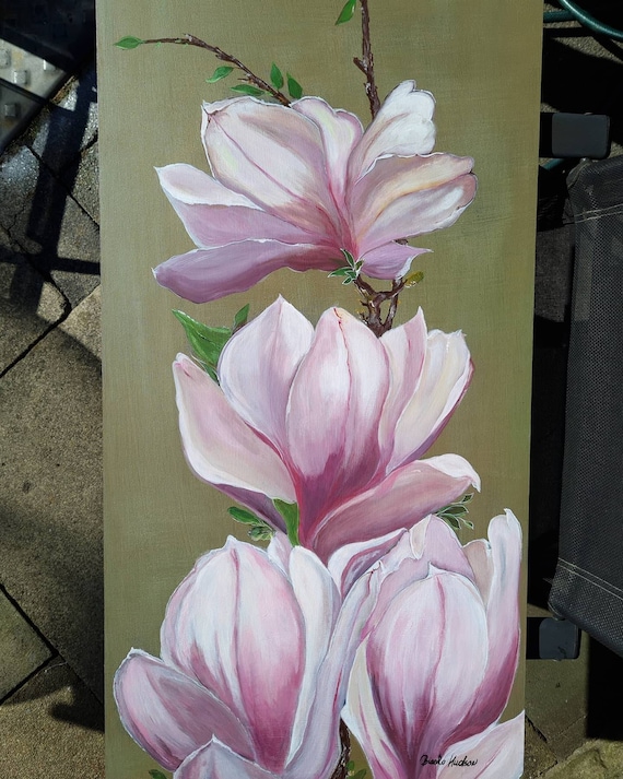 Original Acrylic Painting of Magnolia Flowerscontemporary Etsy Denmark