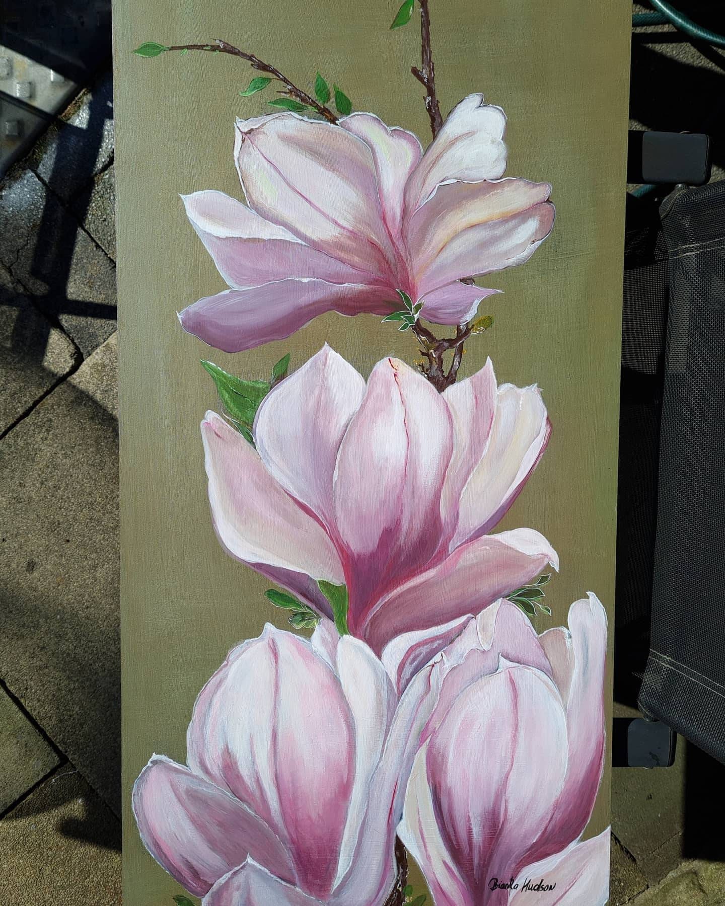 Original Acrylic Painting of Magnolia Flowerscontemporary Etsy New