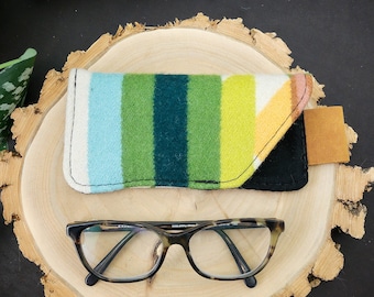 Brillentasche aus Pendleton-Wolle mit Lederakzent | Brillenetui | Brillenetui | Brillentasche | Schutzbeutel