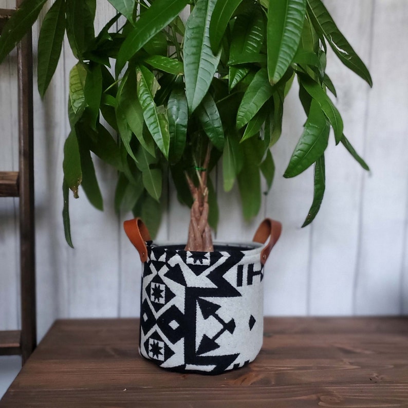 Plant Basket Make of Wool and Leather Plant Lover Gift Etsy