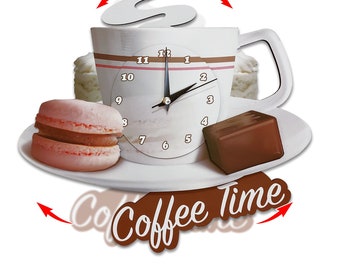 Coffee Cup Swinging Wall Clock, Kitchen Pendulum Wall Clock, Cafe Kitchen Wall Decor,  3D Wooden Wall Clock, Decorative Wall Clock.