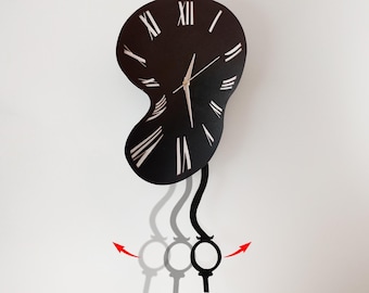 Salvador Dali Melting Clock - Surreal Wall Clock for Home Decor, Unique Pendulum Design, Decorative Clock for Living Room Bedroom Office.
