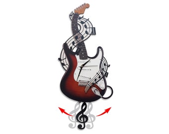 Electric Guitar Wall Clock, Swinging Clef Wall Clock, Gifts for Musicians, Music Wall Clock, Wall Clock for Kids