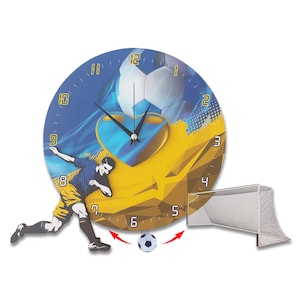 Fußball schwingende Wanduhr, Fußballspieler Pendel Wandkunst, Sport Geschenk für Fußballliebhaber und Jungen, Fußballfan-Raumdekor