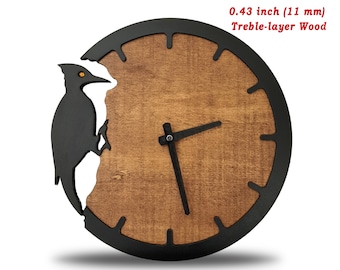 Wooden Woodpecker Wall Clock, Modern Home Decor,  Kitchen Decor Wall Clock, Living Room Decor, Living Room Wall Clock