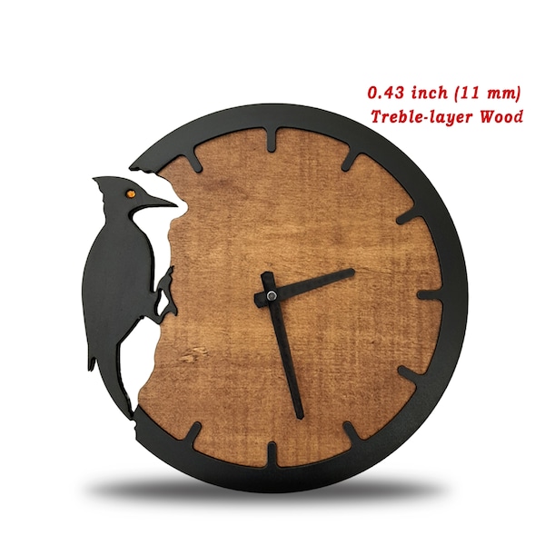 Wooden Woodpecker Wall Clock, Modern Home Decor,  Kitchen Decor Wall Clock, Living Room Decor, Living Room Wall Clock